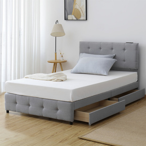 SD ファブリックベッド ベッドフレームのみ 引き出し付き 布貼りベッド 木製 アイアン 大人用 組立簡単 下収納 すのこベッド耐震 ベッド