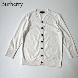 美品 BURBERRY LONDON バーバリーロンドン ニットカーディガン リブニット　セーター　 トップス　ロゴ刺繍 レディース