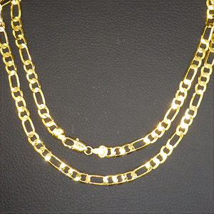 [NECKLACE] 24K GOLD PLATED FIGARO CHAIN 6面カット フィガロチェーン ゴールド ネックレス 5.8x600mm (18g) 【送料無料】