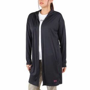 ★アンダーアーマー UNDER ARMOUR UA 新品 レディース 抗菌防臭 UVカット ロング パーカー フーディ 黒 [13668660011N-L] 二 弐★QWER