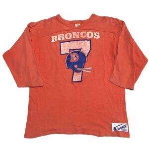 【80s】Vintage Champion ヴィンテージ チャンピオン トリコタグ NFL ブロンコス フットボール Tシャツ アメリカ オレンジ USA製 古着 レア