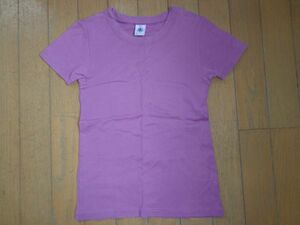 プチバトー★紫色の上質な半袖Tシャツ、男女★12歳