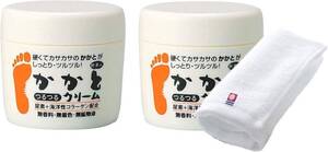 アズマ商事【お値段そのまま 今治タオル付き】かかとつるつるクリーム 100g×2個セット 無香料/乾燥した硬いかかと ひざなど古い