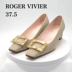 37.5　ROGER VIVIER　ベル ヴィヴィエ　キャンバスレザー　ベージュ