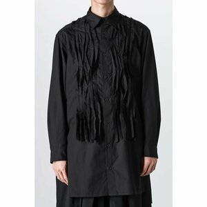 Yohji Yamamoto ヨウジヤマモト White Tumbler Finished Frill Shirt 長袖シャツ 長袖 人気 ブラック 希少 中古 Mサイズ