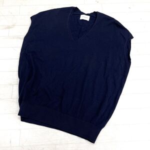 1566◎ UNITED ARROWS ユナイテッドアローズ トップス ニット ベスト ノースリーブ Vネック 無地 カジュアル ネイビー レディース