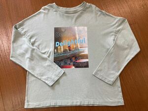 140/GU/ジーユー/コットングラフィックビッグT/長袖Tシャツ/フォトプリントTシャツ/ロンT/グリーン/送料230円