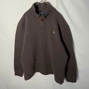 POLO by RALPH LAUREN ジップアップニットセーター　古着　Mサイズ　ブラウン　プルオーバー