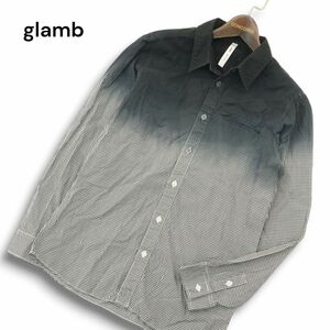 glamb グラム 通年 グラデーション★ 長袖 ギンガムチェック シャツ Sz.1　メンズ 白 × 黒 日本製　A4T08817_8#C