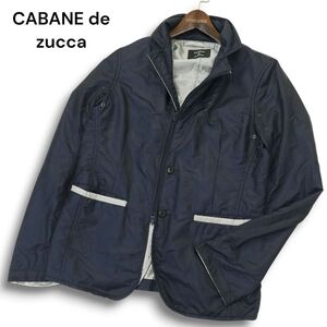 CABANE de zucca カバンド ズッカ 秋冬★ フード収納 ダブルジップ ナイロン ジャケット Sz.L メンズ ネイビー 日本製　A4T13911_C#N