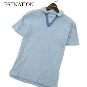 ESTNATION エストネーション 春夏 半袖 パイル★ スキッパー ポロシャツ Sz.S　メンズ 日本製　A2T07114_6#A