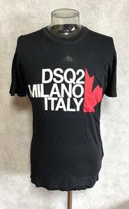 【Y933】DSQUARED2/ディースクエアード/半袖Ｔシャツ/リーフロゴ/XS/ブラック/S74GD0730/ゆうパケット