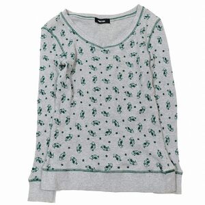 ネネット Ne-net ワッフル Tシャツ 長袖 ラウンドネック 総柄 カットソー 2 グレーNE41JK035/21YBA11 レディース