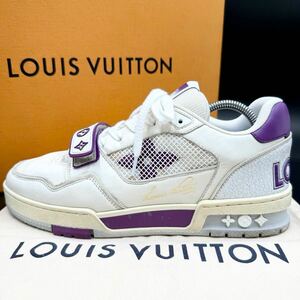 1円【現行 美品】 LOUIS VUITTON ルイヴィトン メンズ LVトレイナー モノグラム ベルクロ メッシュ スニーカー シューズ 靴 21年製 25cm位