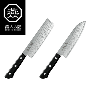 菜切包丁 ダマスカス包丁 包丁セット / 三徳包丁 刃渡り170mm 菜切り包丁 刃渡り165mm 日本製 燕三条 YKM-0997　燕人の匠