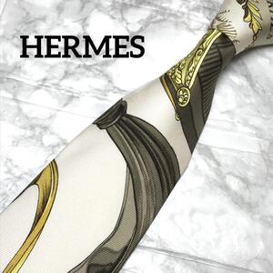 未使用級　HERMES エルメス ネクタイ　スカーフ柄　ビジネス　スーツ