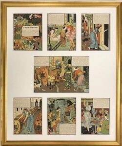 【特価】　＊100年前の絵本箱＊　 ≪ 　ウォルター　クレイン　 ≫ 　アンティーク多色石版画　 THE FORTY THIEVES　 1898年　WALTER CRANE