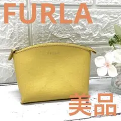 可愛い❣️美品❣️FURLAフルラブランドレディースミニポーチ黄色小物入れイエロー