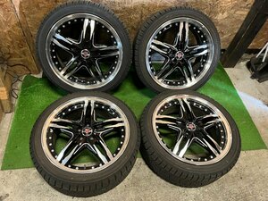 美品 AME STEINER 18インチ 7.5J +48 PCD100 5H 225/40R18 YOKOHAMA iceGUARD iG60 2020年製 タイヤホイール 4本セット プリウス等