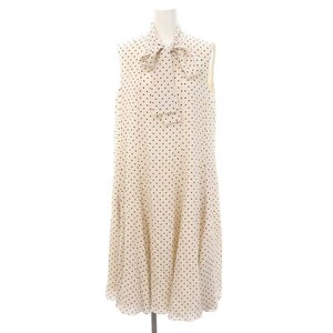 フォクシー 23SS 43446 Lorraine Dress ドレス ワンピース ロング ノースリーブ シルク ドット 水玉 38 アイボリー 黒 レディース