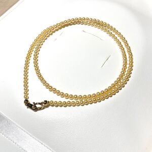 【最高品質】K18 ゴールデンパール 18金 ベビーパール アコヤ真珠 ネックレス 3mm 42cm 5g 刻印 jewelry テリ最強 超豪華 あこや ゴールド