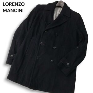 イタリア製★ LORENZO MANCINI ロレンツォマンチーニ 秋冬★ ウール ピーコート Pコート Sz.48 メンズ ネイビー　I4T04146_C#N