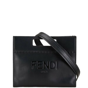 フェンディ ロゴ ショッパー スモール ハンドバッグ ショルダーバッグ 2WAY 7VA547 ブラック レザー レディース FENDI 【中古】