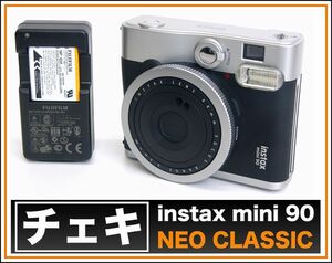 ■1円～送料無料■FUJIFILM instax mini 90 ネオクラシック ブラック■バッテリー 充電器付■状態良好 富士フィルム チェキ■