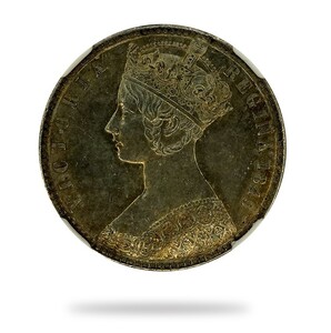 1849年 イギリス ヴィクトリア女王 ゴッドレス フローリン銀貨 NGC MS61 アンティークコイン Britain 2シリング ビクトリア女王