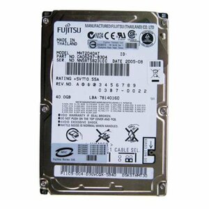 ★中古動作品★2.5インチ fujitsu ノート用HDD 40GB　IDE ハードディスク　mht2040at 4200RPM★送料無料★初期保障あり