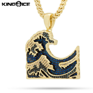 【ワンサイズ】King Ice キングアイス ネックレス グレートウェーブモチーフ ゴールド The Great Wave Necklace メンズ 男性 アクセサリー