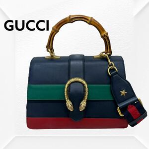 高級 GUCCI グッチ バンブー ディオニュソス タイガーヘッド ウェビングライン 2way ハンドバッグ 448075