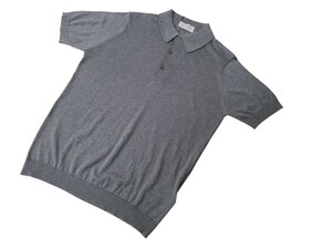  メンズ S ジョンスメドレー 最高級コットン ポロシャツ KIERAN チャコールグレー JOHN SMEDLEY イギリス製★