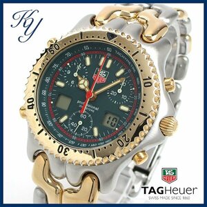 1円～ 3ヶ月保証付き 磨き済み 美品 本物 人気 TAGHEUER タグホイヤー CG1124 セル セナモデル クロノグラフ グリーン メンズ 時計