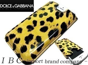 ★DOLCE&GABBANA★ドルガバ iPhone4.4S用レザーケース★豹柄イエロー黄【本物保証】イタリアンカジュアル★芸能人御用達★ハイファッション