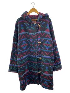 Woolrich◆90s/ネイティブ柄/ダッフルコート/M/ウール/BLK/総柄