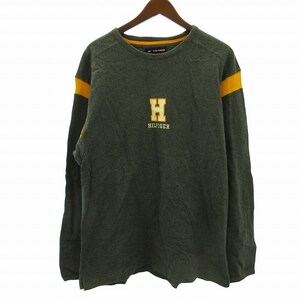 トミーヒルフィガー アスレティックス ATHLETICS ヴィンテージ 長袖Tシャツ カットソー フロントワッペン グレー L ●ECO