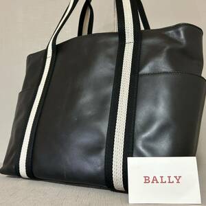 【極美品】 BALLY バリー トートバッグ トレスポ ビジネス メンズ A4/PC収納可 肩掛け 大容量 自立 レザー 本革 書類 鞄 ブラック 黒 通勤