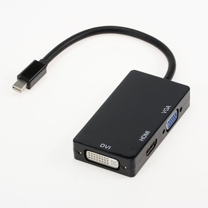 Mini DisplayPort/Thunderbolt to HDMI/DVI/VGA 変換アダプタ 3in1 Mini DP-DVI/VGA/HDMI 1080P　黒