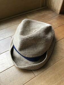 【美品】mature ha. マチュアーハ BOXED HAT 104 mix brown×navy ネイビー ブリム7cm グログランリボンハット grosgrain ribbon