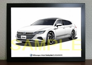 フォルクスワーゲン アルテオン シューティングブレーク エレガンス デジタルイラスト自動車アートA4 VW