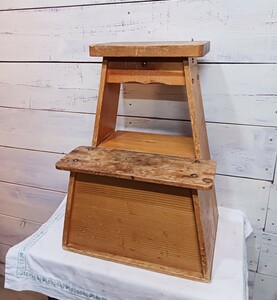 昭和レトロ 踏み台 二段 階段 収納付き 古民家 インテリア 木製 ヴィンテージ アンティーク ステップ 家具