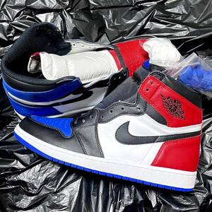 28cm US10 NIKE ナイキ AIR JORDAN 1 RETRO HIGH OG TOP3 エアジョーダン 1 レトロ トップ3 555088-026 箱欠品 画像③白ベロ少し黄ばみ出現