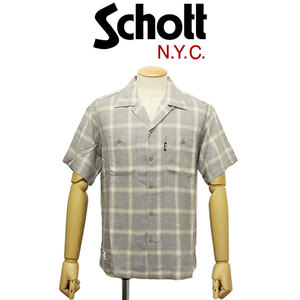 Schott (ショット) 3123016 OMBRE PLAID S/S SHIRT オンブレ 格子縞 ショートスリーブシャツ 20(14)GREY XXL