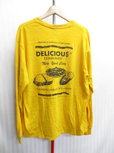 USA製　JAMIE STORY DELICIOUS　デリシャス　長袖Ｔシャツ　メンズＬ　黄　イエローシャツ　長袖カットソー ロンT 長袖ウエア　06051