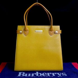 ほぼ未使用 BURBERRY バーバリー ノバチェック レザー 本革 キャンバス ハンドバッグ トートバッグ ショルダーバッグ イエロー 31853