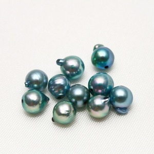 アコヤ真珠パールルース　両穴　10ピース　5.0-5.5mm　ブルーカラー