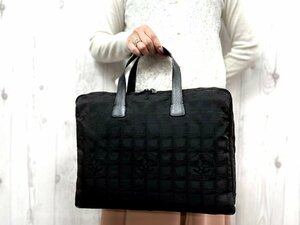 極美品 CHANEL シャネル ニュートラベルライン ハンドバッグ ビジネスバッグ バッグ ナイロン×レザー 黒 A4収納可 73504