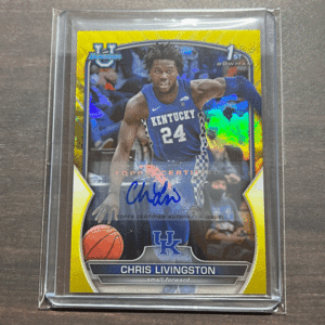 Chris Livingston Yellow Refractor Chrome Auto /75 2022-23 Bowman University Chrome Basketball NBA Autograph 直筆サイン