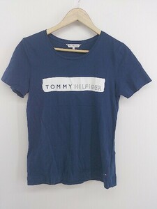 ◇ TOMMY HILFIGER トミーヒルフィガー ロゴ 半袖 Tシャツ カットソー サイズXS ネイビー ホワイト メンズ P